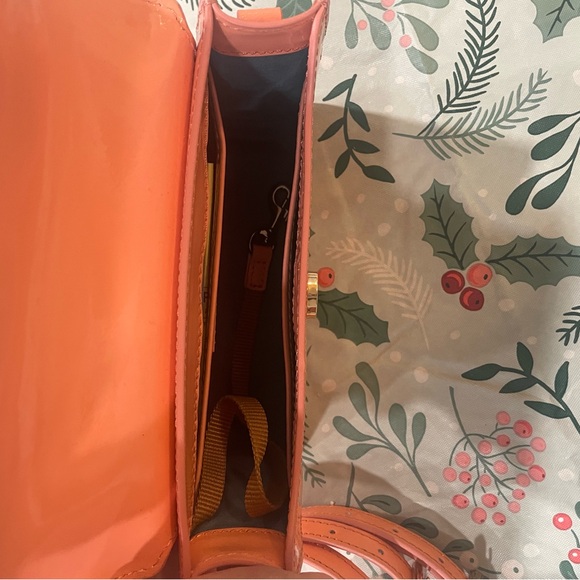 Dooney & Bourke East West flap Peach Shiny Patent Leather Purse - Picture 8 of 11